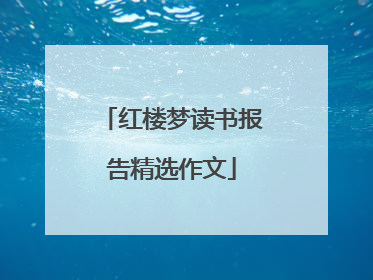红楼梦读书报告精选作文