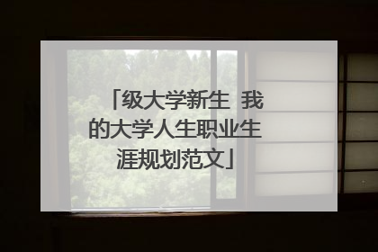 级大学新生 我的大学人生职业生涯规划范文