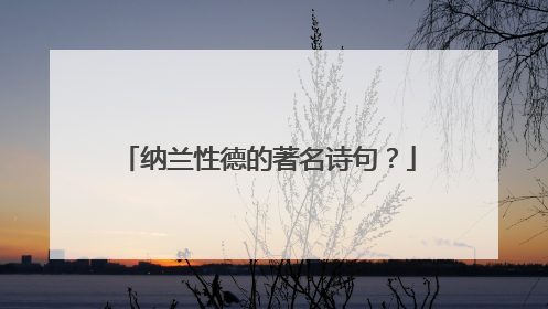 纳兰性德的著名诗句？