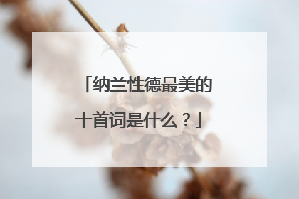 纳兰性德最美的十首词是什么?