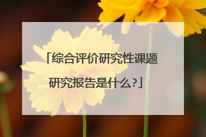 综合评价研究性课题研究报告是什么?