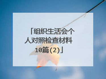 组织生活会个人对照检查材料10篇(2)