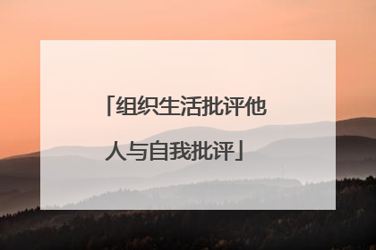 组织生活批评他人与自我批评