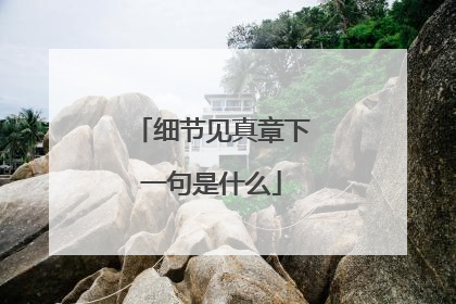 细节见真章下一句是什么