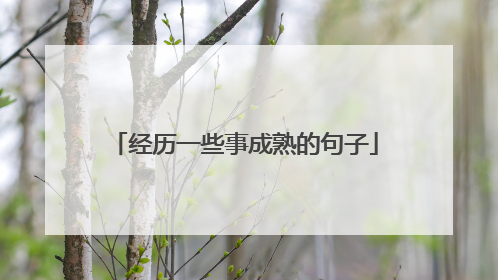 经历一些事成熟的句子