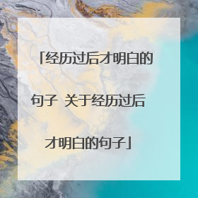 经历过后才明白的句子 关于经历过后才明白的句子