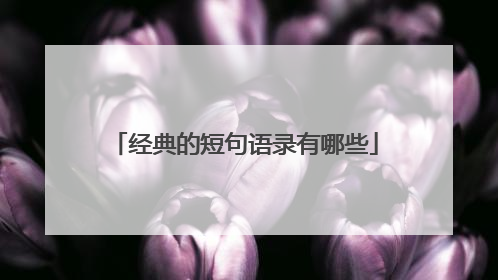 经典的短句语录有哪些