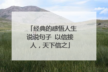 经典的感悟人生说说句子 以信接人，天下信之