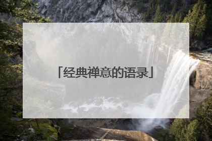 经典禅意的语录