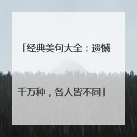 经典美句大全：遗憾千万种，各人皆不同