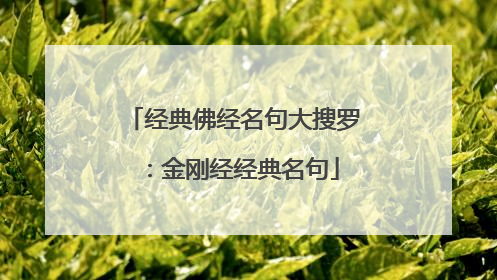 经典佛经名句大搜罗:金刚经经典名句