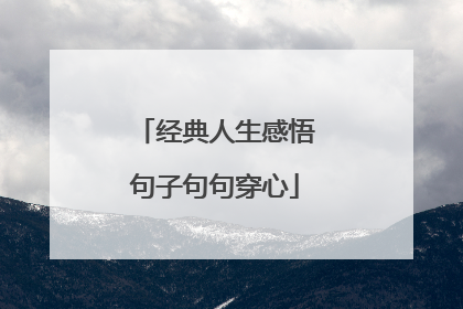 经典人生感悟句子句句穿心