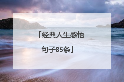 经典人生感悟句子85条
