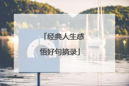 经典人生感悟好句摘录