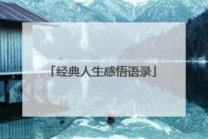 经典人生感悟语录