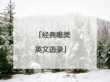 经典唯美英文语录