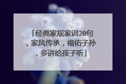 经典家规家训20句，家风传承，福佑子孙，多讲给孩子听