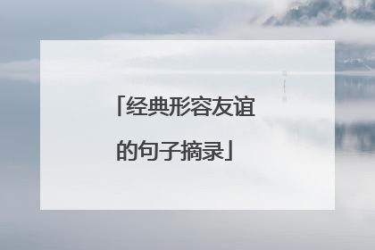 经典形容友谊的句子摘录