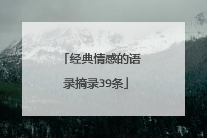 经典情感的语录摘录39条
