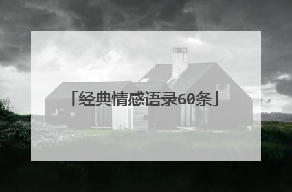 经典情感语录60条
