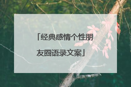 经典感情个性朋友圈语录文案