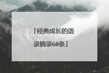 经典成长的语录摘录60条