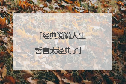 经典说说人生哲言太经典了