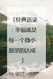 经典语录：幸福就是每一个微小愿望的达成