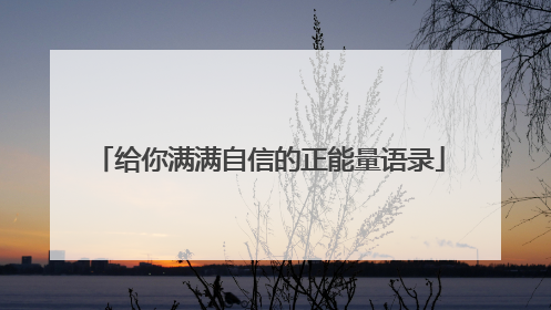 给你满满自信的正能量语录