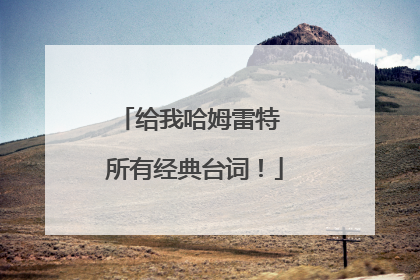 给我哈姆雷特 所有经典台词！