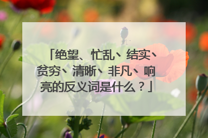 绝望、忙乱丶结实丶贫穷丶清晰丶非凡丶响亮的反义词是什么？