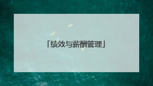 绩效与薪酬管理
