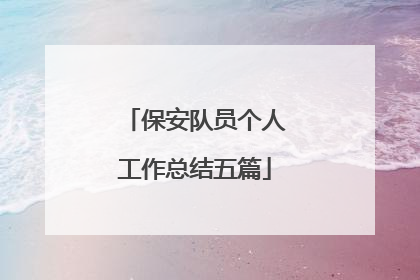 保安队员个人工作总结五篇