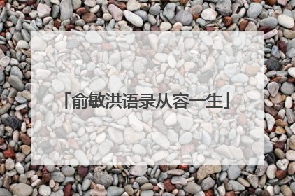 俞敏洪语录从容一生