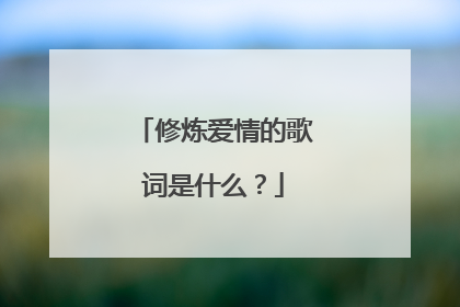 修炼爱情的歌词是什么?