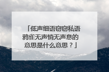 低声细语窃窃私语鸦雀无声悄无声息的意思是什么意思?