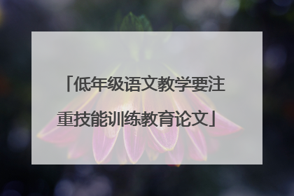 低年级语文教学要注重技能训练教育论文