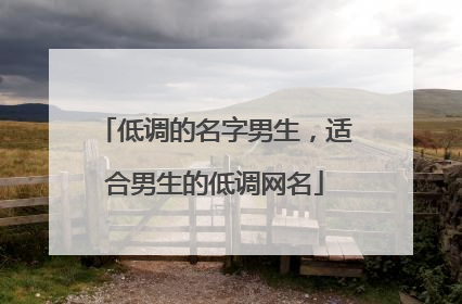 低调的名字男生,适合男生的低调网名