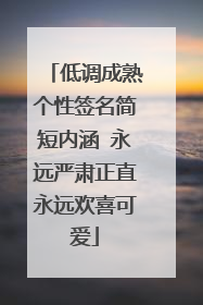 低调成熟个性签名简短内涵 永远严肃正直永远欢喜可爱