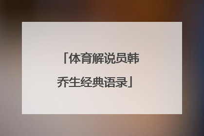 体育解说员韩乔生经典语录