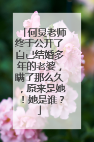 何炅老师终于公开了自己结婚多年的老婆，瞒了那么久，原来是她！她是谁？