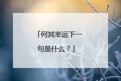 何其幸运下一句是什么?