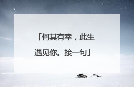 何其有幸，此生遇见你。接一句