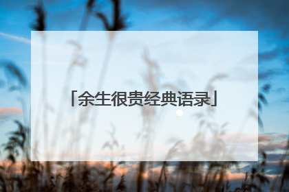 余生很贵经典语录