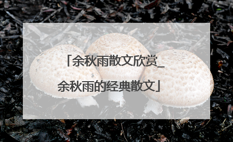 余秋雨散文欣赏_余秋雨的经典散文