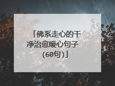 佛系走心的干净治愈暖心句子 (60句)