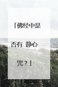 佛经中是否有 静心咒？