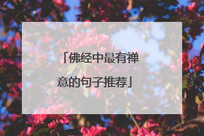 佛经中最有禅意的句子推荐