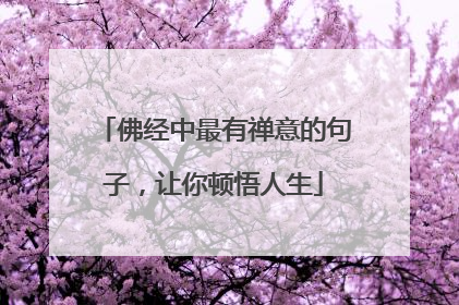 佛经中最有禅意的句子，让你顿悟人生