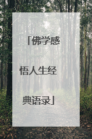 佛学感悟人生经典语录